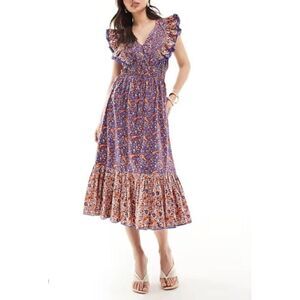 French Connection Women's Size 12 Ruffled Sleeveless Midi Dress